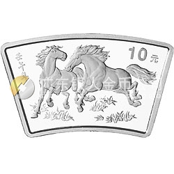 2002中國(guó)壬午（馬）年金銀紀(jì)念幣1盎司扇形銀質(zhì)紀(jì)念幣