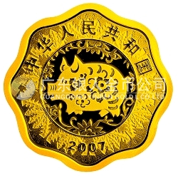 2007中國丁亥（豬）年金銀紀(jì)念幣1/2盎司梅花形金質(zhì)紀(jì)念幣