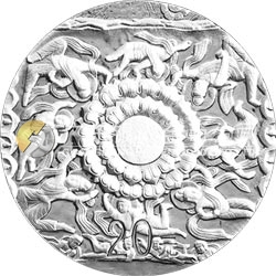 中國(guó)石窟藝術(shù)（云岡）金銀紀(jì)念幣2盎司圓形銀質(zhì)紀(jì)念幣